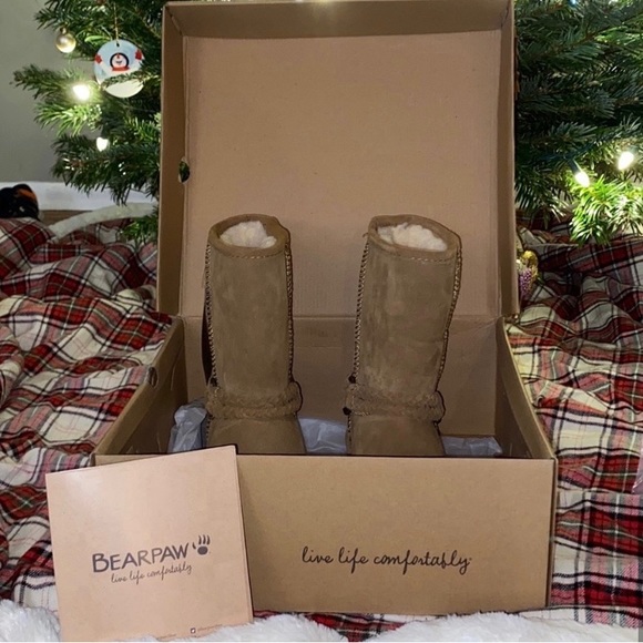 Bearpaw Adele Hickory Braided Brown Tan Suede Wool Lined Snow Winter Boots 6 NWT - Picture 14 of 17
